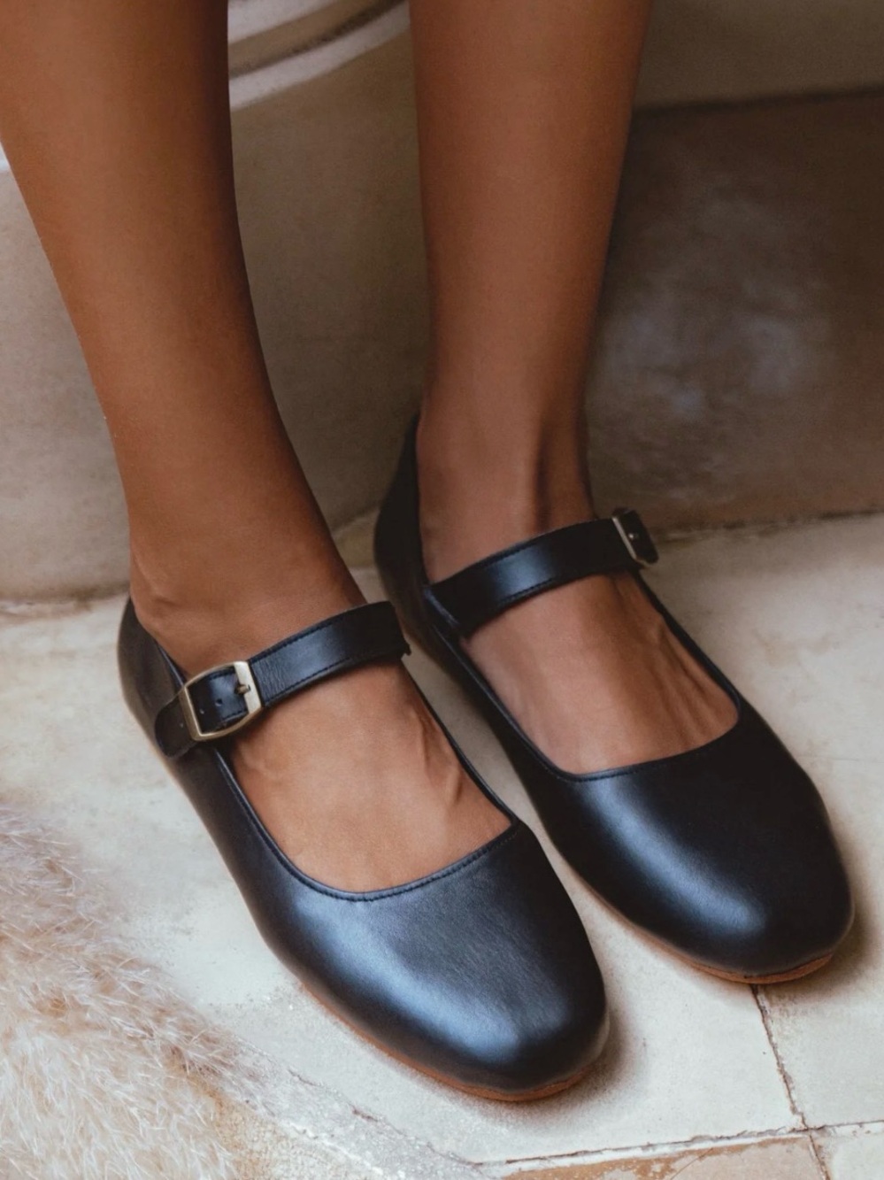 Bali ELF Belle Rose Black Leather Mary Jane Ballet Flats Handmade Size 9.5